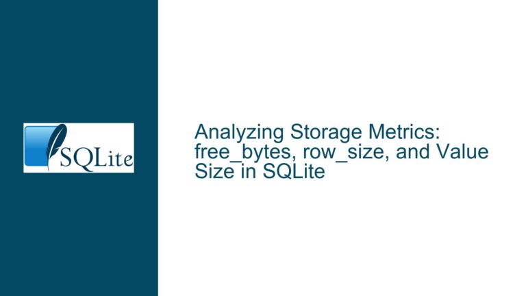 Analyzing Storage Metrics: free_bytes, row_size, and Value Size in SQLite