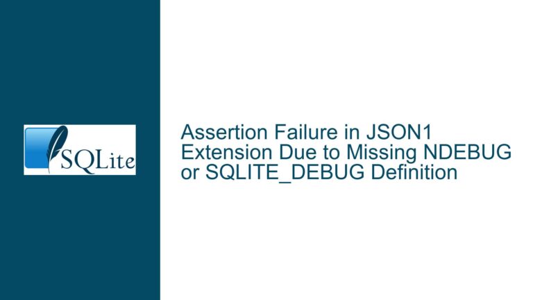 Assertion Failure in JSON1 Extension Due to Missing NDEBUG or SQLITE_DEBUG Definition