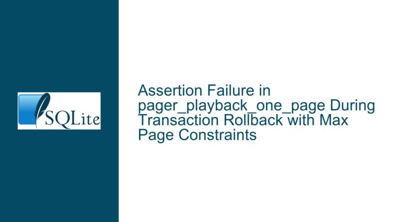 Assertion Failure in pager_playback_one_page During Transaction Rollback with Max Page Constraints