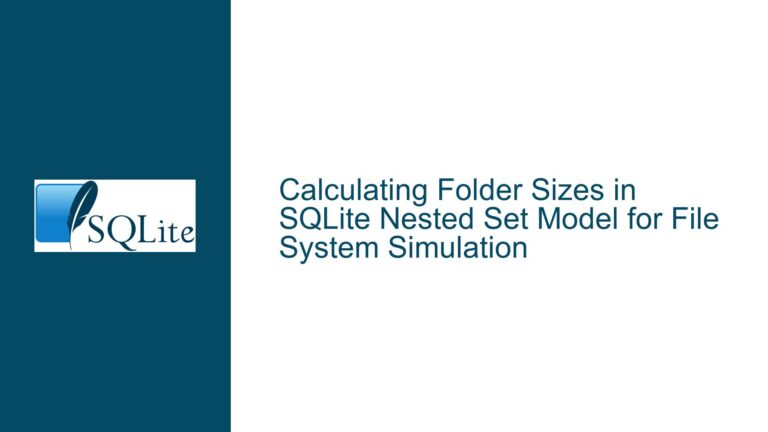 Calculating Folder Sizes in SQLite Nested Set Model for File System Simulation