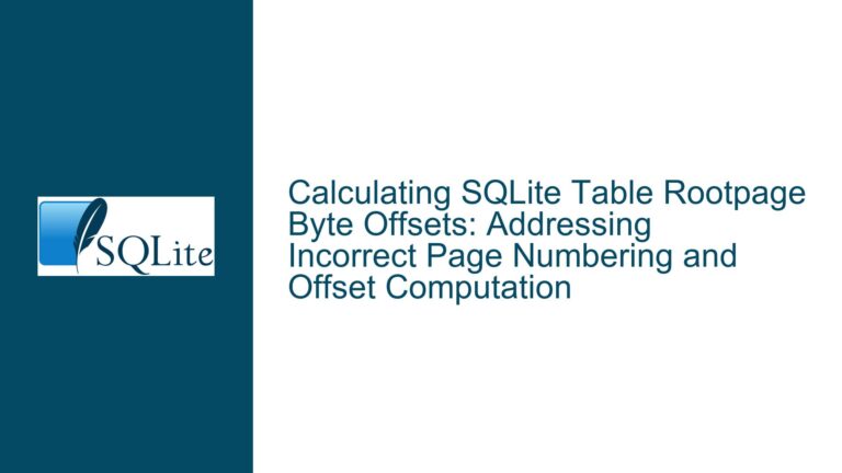 Calculating SQLite Table Rootpage Byte Offsets: Addressing Incorrect Page Numbering and Offset Computation