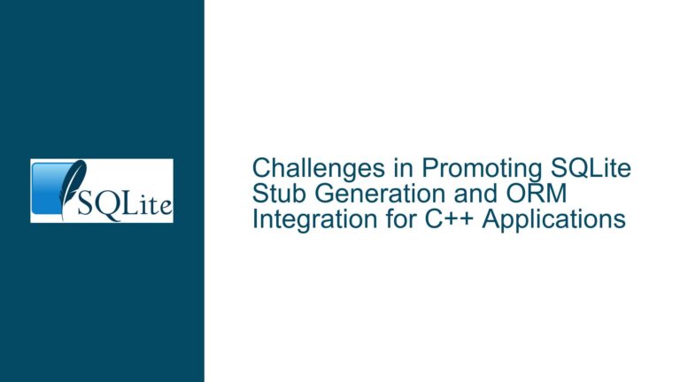 Challenges in Promoting SQLite Stub Generation and ORM Integration for C++ Applications