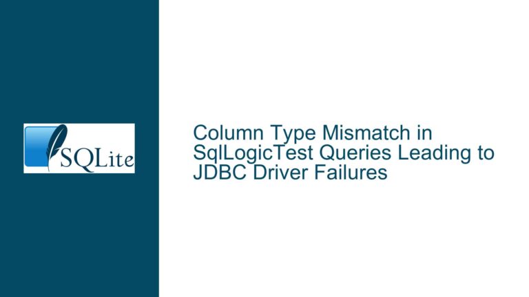 Column Type Mismatch in SqlLogicTest Queries Leading to JDBC Driver Failures