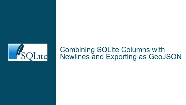 Combining SQLite Columns with Newlines and Exporting as GeoJSON