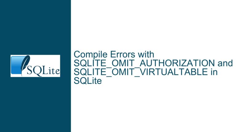 Compile Errors with SQLITE_OMIT_AUTHORIZATION and SQLITE_OMIT_VIRTUALTABLE in SQLite