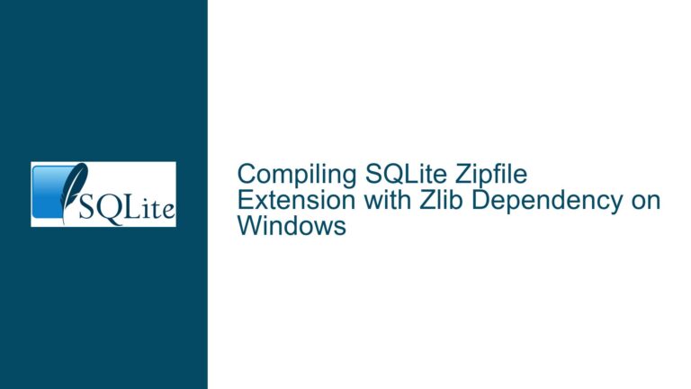 Compiling SQLite Zipfile Extension with Zlib Dependency on Windows