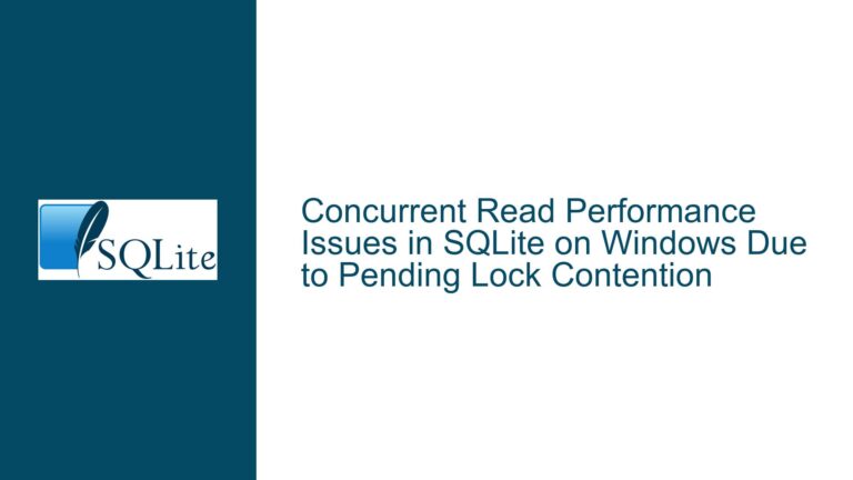 Concurrent Read Performance Issues in SQLite on Windows Due to Pending Lock Contention