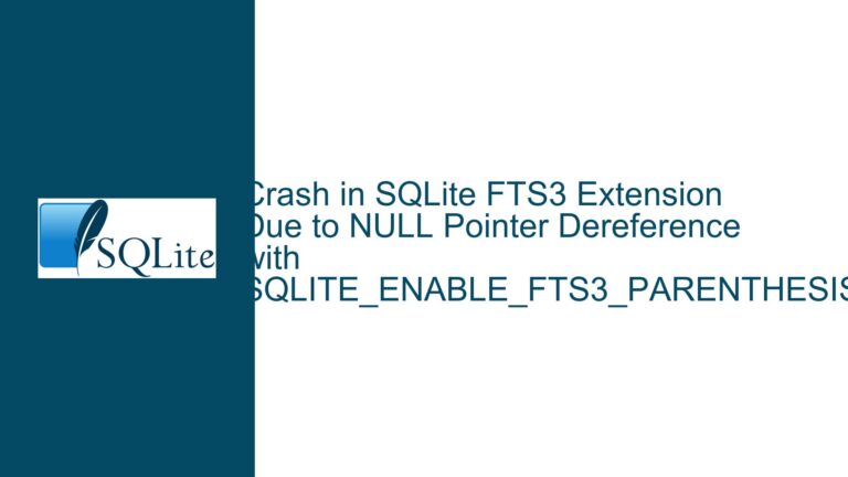 Crash in SQLite FTS3 Extension Due to NULL Pointer Dereference with SQLITE_ENABLE_FTS3_PARENTHESIS