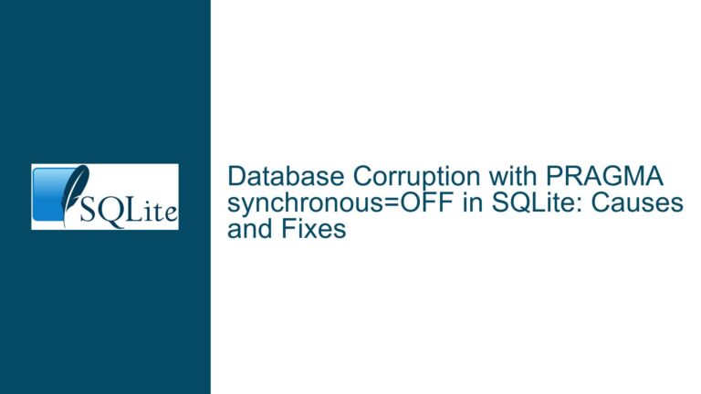 Database Corruption with PRAGMA synchronous=OFF in SQLite: Causes and Fixes