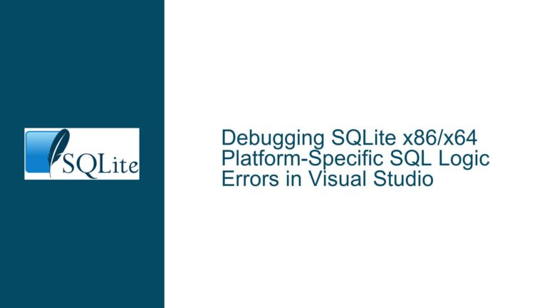 Debugging SQLite x86/x64 Platform-Specific SQL Logic Errors in Visual Studio