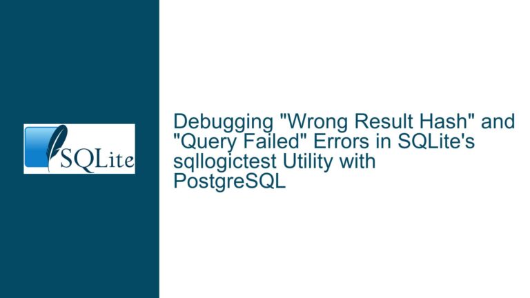 Debugging “Wrong Result Hash” and “Query Failed” Errors in SQLite’s sqllogictest Utility with PostgreSQL