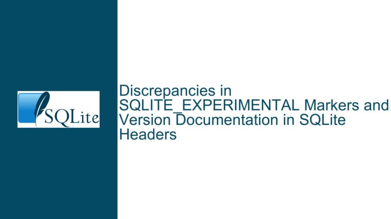 Discrepancies in SQLITE_EXPERIMENTAL Markers and Version Documentation in SQLite Headers