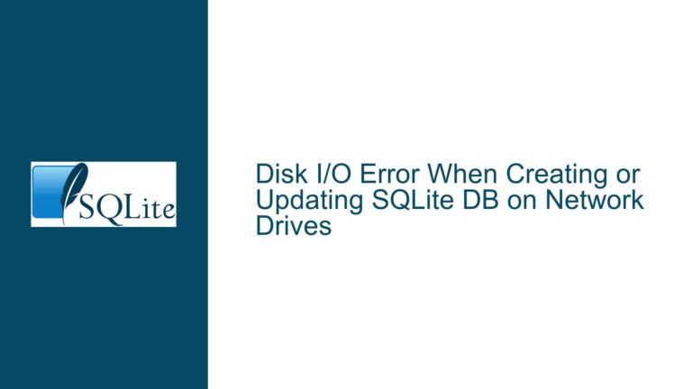 Disk I/O Error When Creating or Updating SQLite DB on Network Drives
