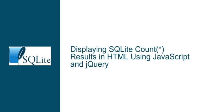 Displaying SQLite Count(*) Results in HTML Using JavaScript and jQuery