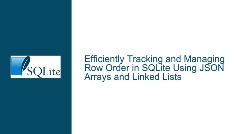 Efficiently Tracking and Managing Row Order in SQLite Using JSON Arrays and Linked Lists