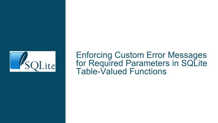 Enforcing Custom Error Messages for Required Parameters in SQLite Table-Valued Functions