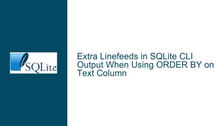 Extra Linefeeds in SQLite CLI Output When Using ORDER BY on Text Column