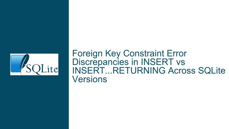 Foreign Key Constraint Error Discrepancies in INSERT vs INSERT…RETURNING Across SQLite Versions