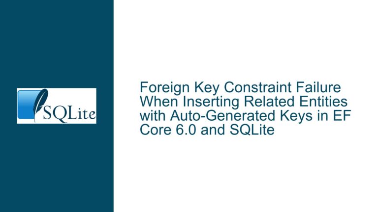 Foreign Key Constraint Failure When Inserting Related Entities with Auto-Generated Keys in EF Core 6.0 and SQLite