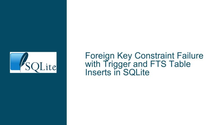 Foreign Key Constraint Failure with Trigger and FTS Table Inserts in SQLite
