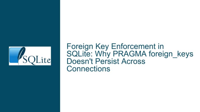 Foreign Key Enforcement in SQLite: Why PRAGMA foreign_keys Doesn’t Persist Across Connections