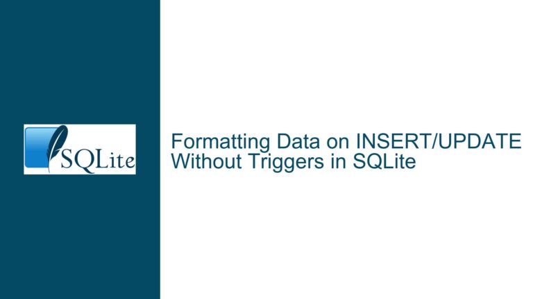 Formatting Data on INSERT/UPDATE Without Triggers in SQLite