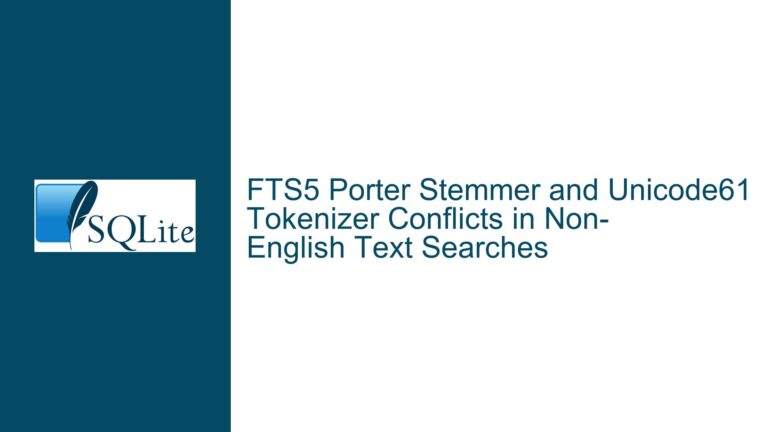FTS5 Porter Stemmer and Unicode61 Tokenizer Conflicts in Non-English Text Searches