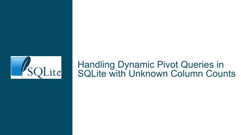 Handling Dynamic Pivot Queries in SQLite with Unknown Column Counts
