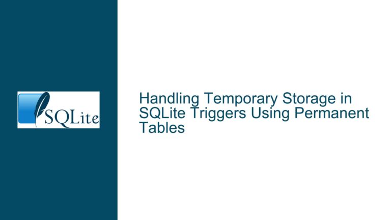 Handling Temporary Storage in SQLite Triggers Using Permanent Tables