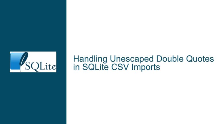 Handling Unescaped Double Quotes in SQLite CSV Imports