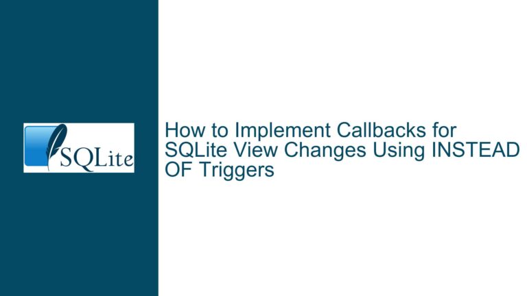 How to Implement Callbacks for SQLite View Changes Using INSTEAD OF Triggers