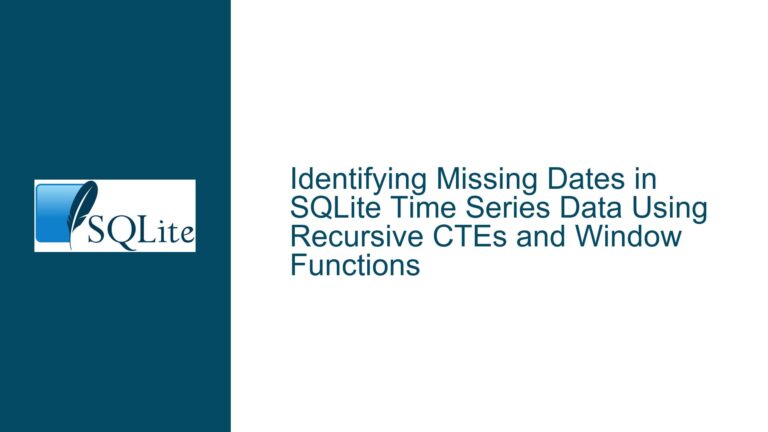 Identifying Missing Dates in SQLite Time Series Data Using Recursive CTEs and Window Functions