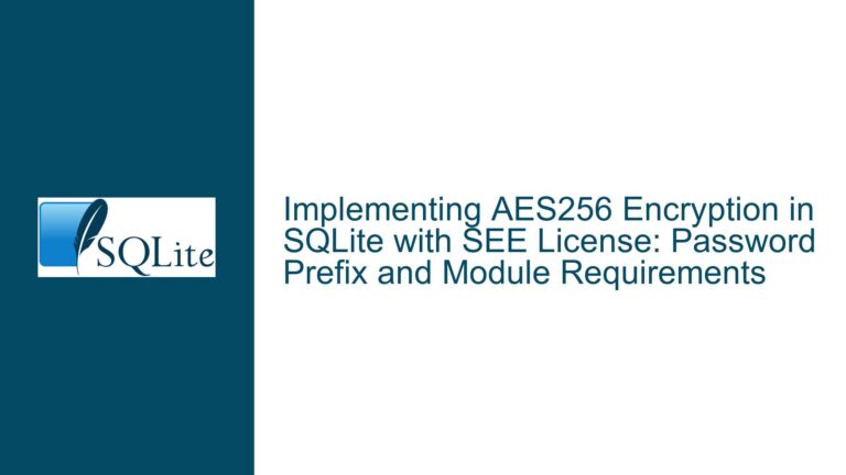 Implementing AES256 Encryption in SQLite with SEE License: Password Prefix and Module Requirements