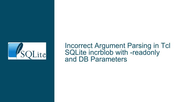 Incorrect Argument Parsing in Tcl SQLite incrblob with -readonly and DB Parameters