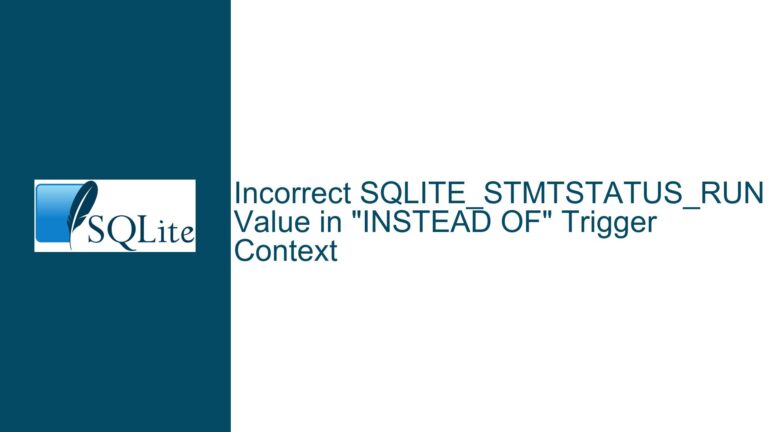 Incorrect SQLITE_STMTSTATUS_RUN Value in “INSTEAD OF” Trigger Context