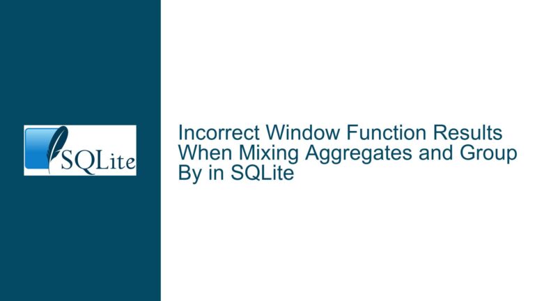 Incorrect Window Function Results When Mixing Aggregates and Group By in SQLite