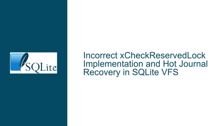 Incorrect xCheckReservedLock Implementation and Hot Journal Recovery in SQLite VFS