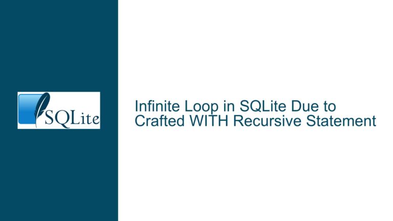 Infinite Loop in SQLite Due to Crafted WITH Recursive Statement