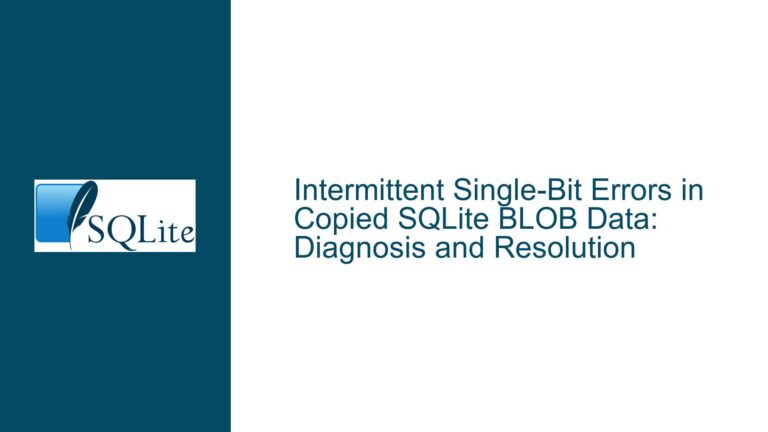 Intermittent Single-Bit Errors in Copied SQLite BLOB Data: Diagnosis and Resolution