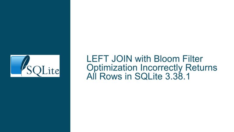 LEFT JOIN with Bloom Filter Optimization Incorrectly Returns All Rows in SQLite 3.38.1