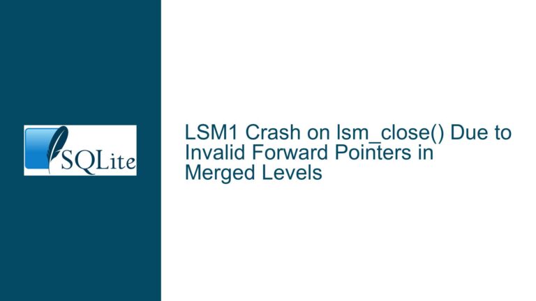 LSM1 Crash on lsm_close() Due to Invalid Forward Pointers in Merged Levels