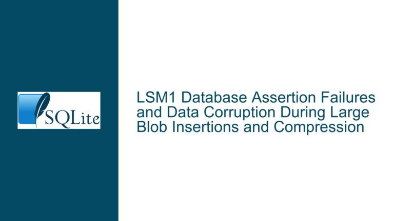 LSM1 Database Assertion Failures and Data Corruption During Large Blob Insertions and Compression