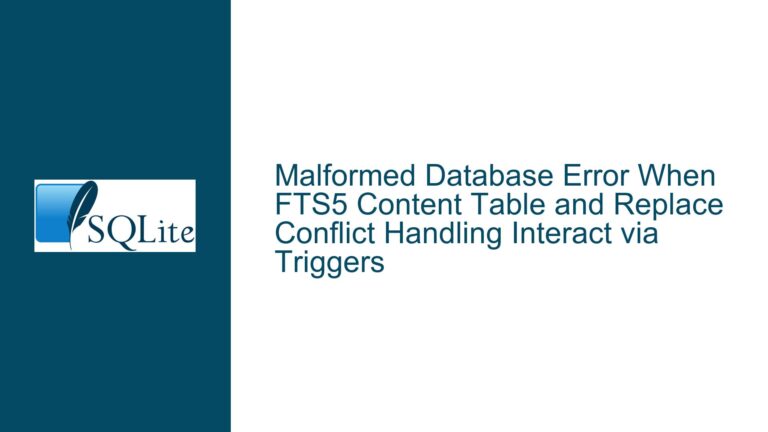 Malformed Database Error When FTS5 Content Table and Replace Conflict Handling Interact via Triggers