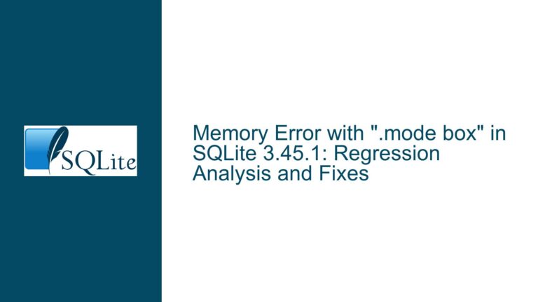 Memory Error with “.mode box” in SQLite 3.45.1: Regression Analysis and Fixes