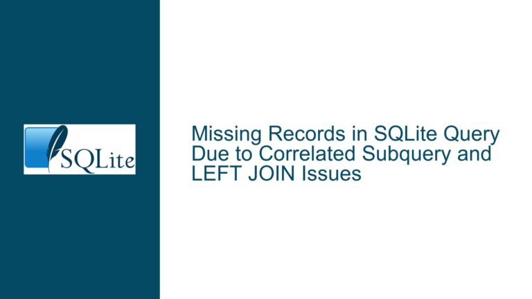 Missing Records in SQLite Query Due to Correlated Subquery and LEFT JOIN Issues