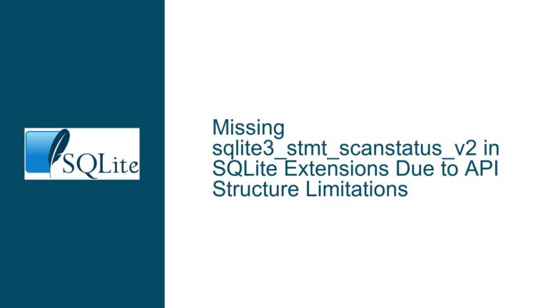 Missing sqlite3_stmt_scanstatus_v2 in SQLite Extensions Due to API Structure Limitations