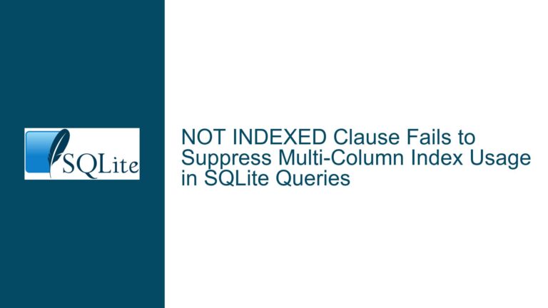 NOT INDEXED Clause Fails to Suppress Multi-Column Index Usage in SQLite Queries