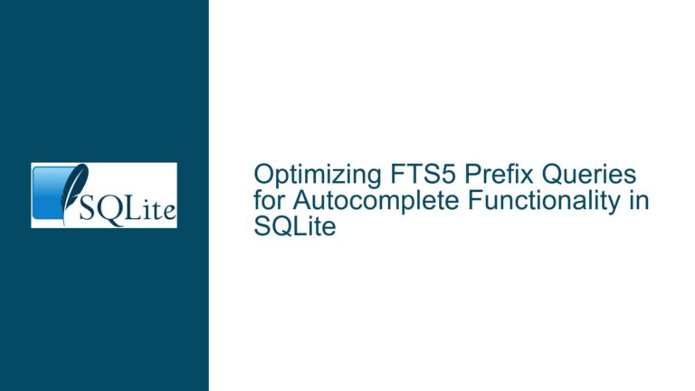 Optimizing FTS5 Prefix Queries for Autocomplete Functionality in SQLite