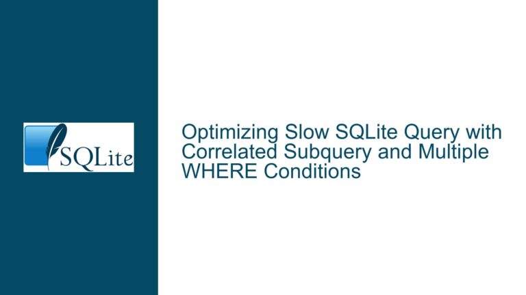 Optimizing Slow SQLite Query with Correlated Subquery and Multiple WHERE Conditions