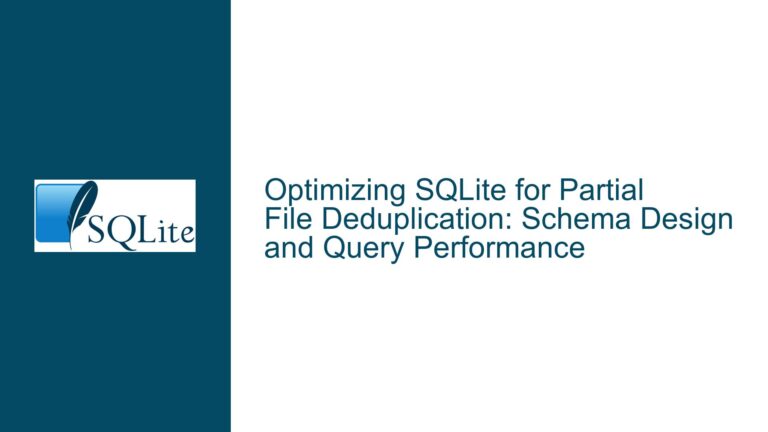 Optimizing SQLite for Partial File Deduplication: Schema Design and Query Performance